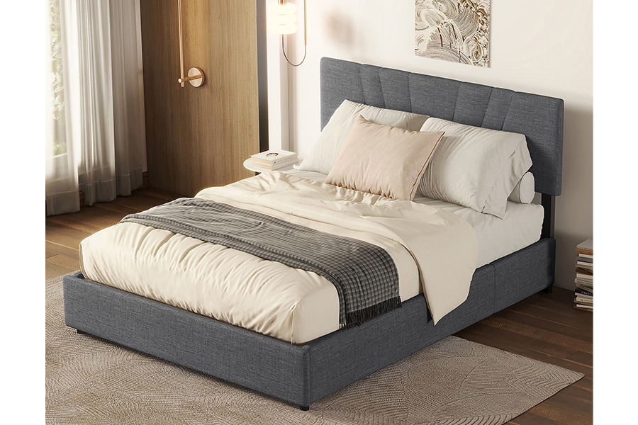 1304 Met fluwelen stof gestoffeerd bed met houten frame
