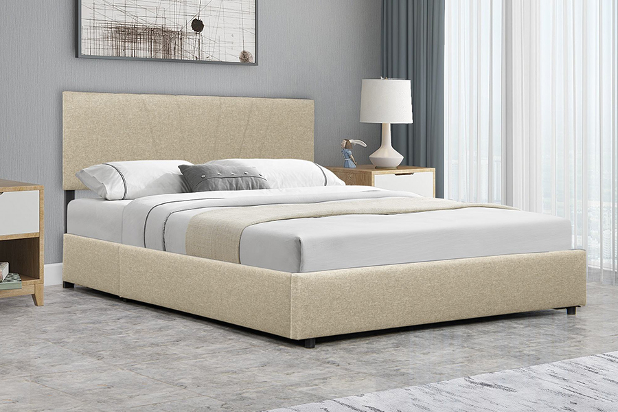 1304 Met fluwelen stof gestoffeerd bed met houten frame