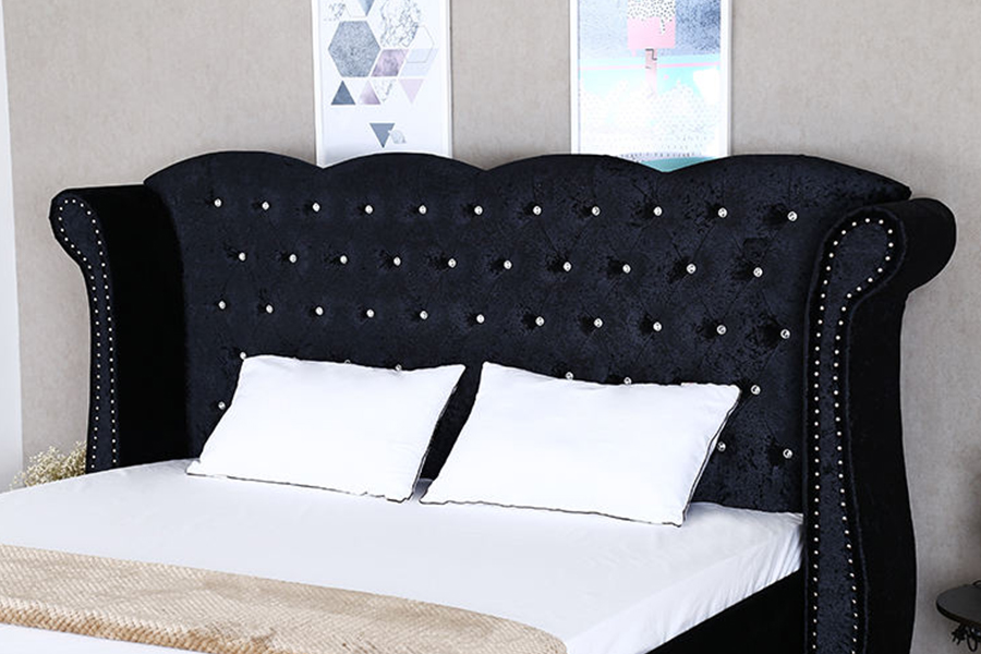 1245 Gestoffeerd bed met houten frame in Britse stijl voor thuisgebruik