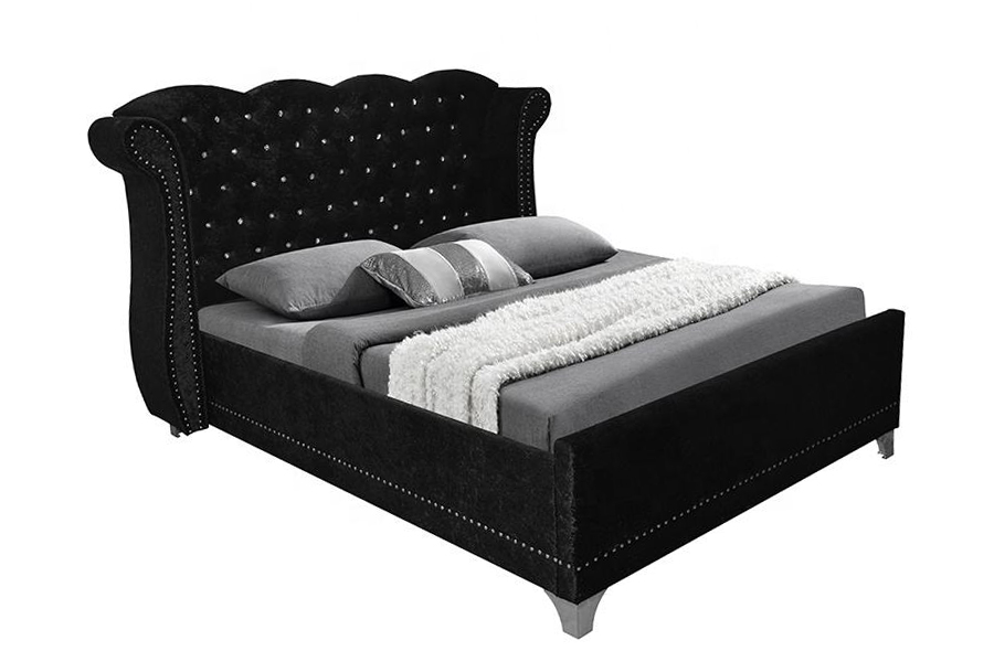 1245 Gestoffeerd bed met houten frame in Britse stijl voor thuisgebruik