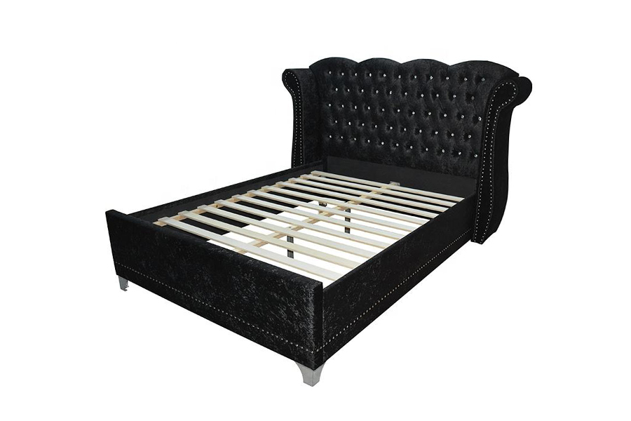 1245 Gestoffeerd bed met houten frame in Britse stijl voor thuisgebruik