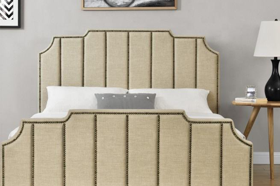 1205 tweepersoonsbedframe van fluweelstof, gestoffeerd bed
