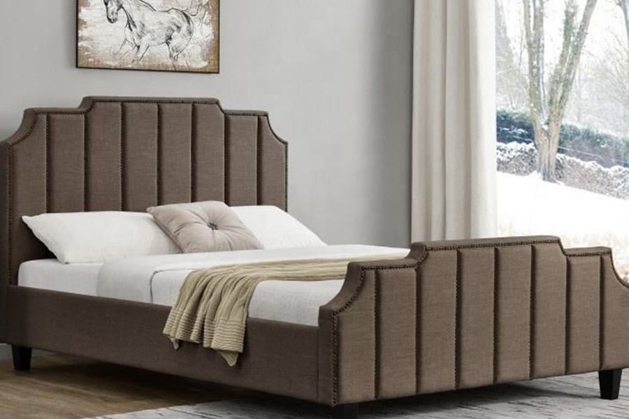 1205 tweepersoonsbedframe van fluweelstof, gestoffeerd bed