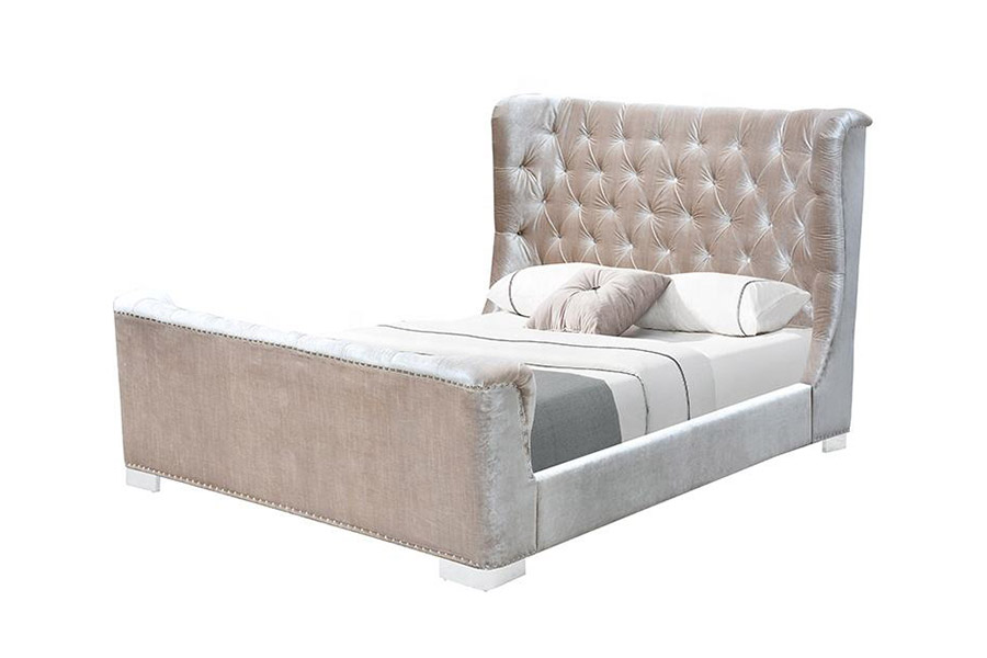 1402 Getuft hoofdeinde, zacht houten lattenbodem, gestoffeerd bed