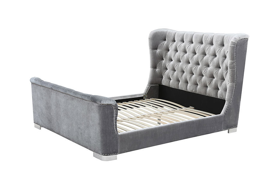 1402 Getuft hoofdeinde, zacht houten lattenbodem, gestoffeerd bed