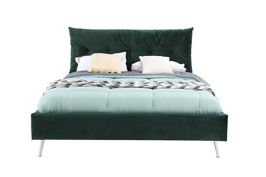1392 Modern, eenvoudig gestoffeerd bed met fluwelen stof