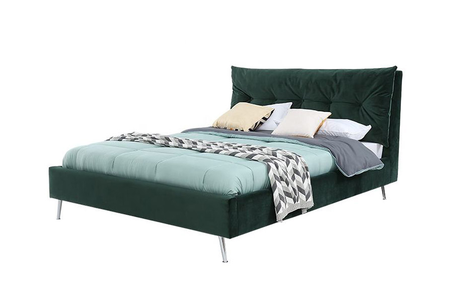 1392 Modern, eenvoudig gestoffeerd bed met fluwelen stof