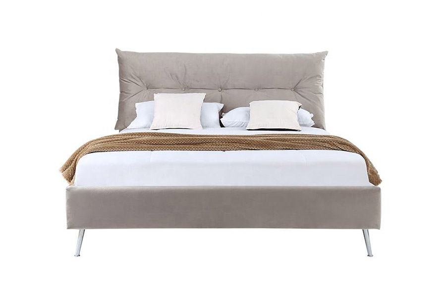 1392 Modern, eenvoudig gestoffeerd bed met fluwelen stof
