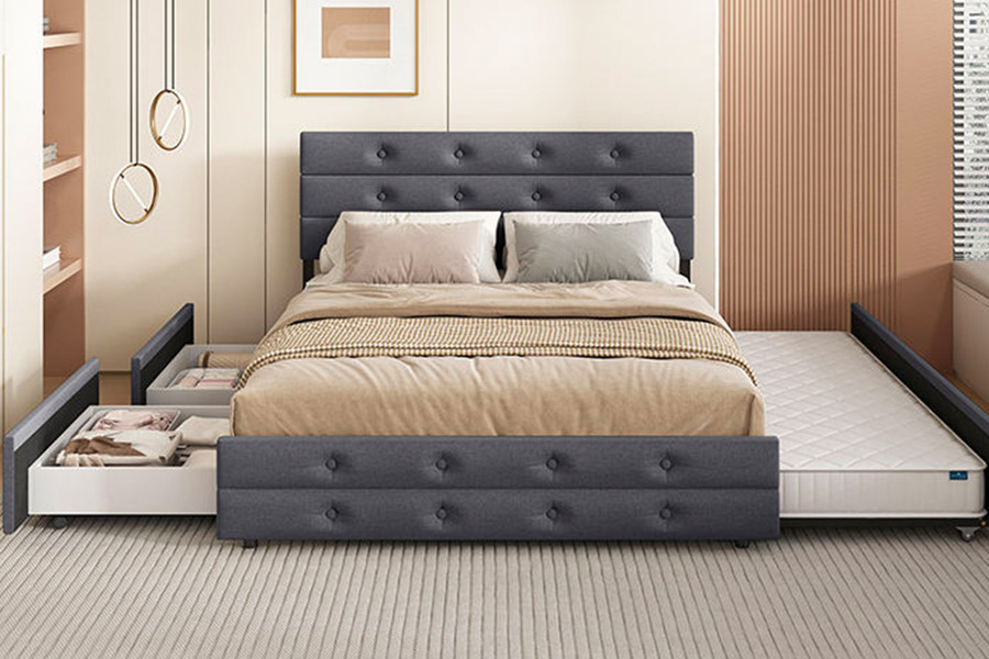 1385 Modern opklapbaar hotelbedframe Laden met opbergruimte Bedframe