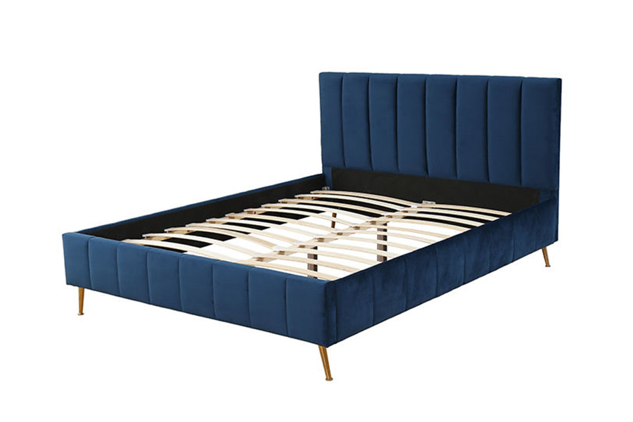 1382 Tweepersoonsbed in moderne stijl, massief hout, gestoffeerd bed