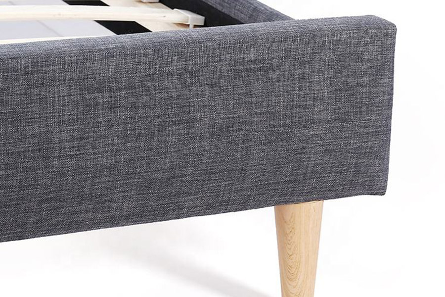 1380 Scandinavische bedden, donkergrijs gestoffeerd bed met stof
