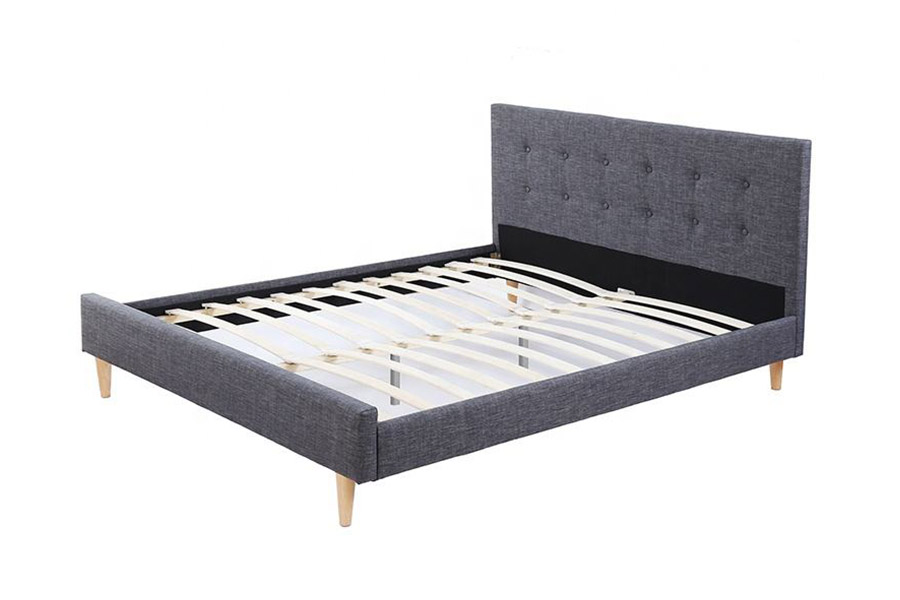 1380 Scandinavische bedden, donkergrijs gestoffeerd bed met stof