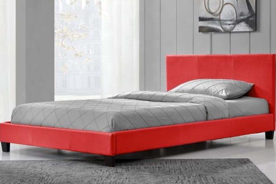 1864 Modern, eenvoudig ontwerp PU-lederen bed, gestoffeerd bed