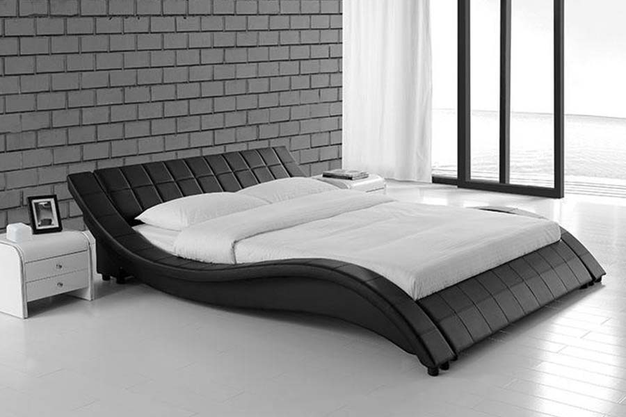 1840 Klassiek gebogen design met leer bekleed bed
