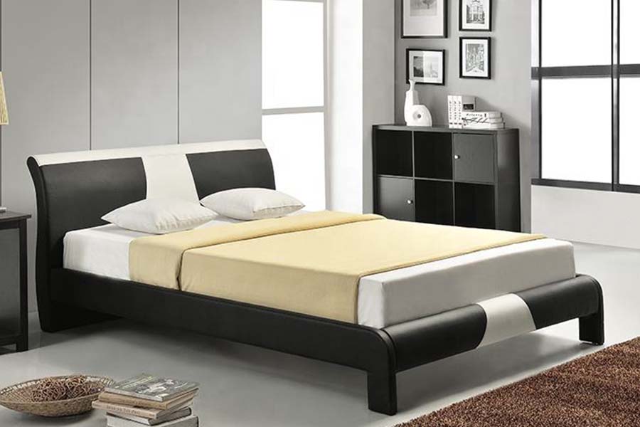 1857 Modern eigentijds kunstleer LED-gestoffeerd bedframe
