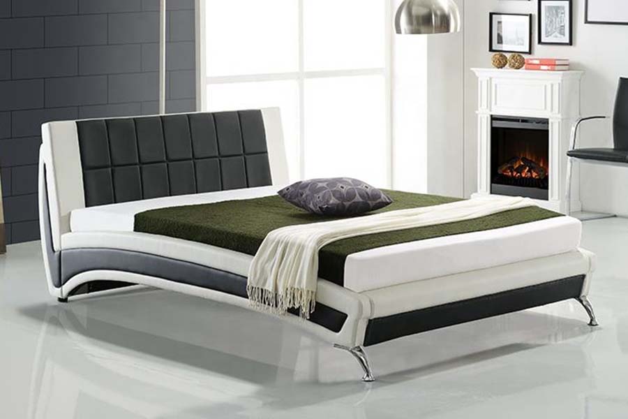 1857 Modern eigentijds kunstleer LED-gestoffeerd bedframe