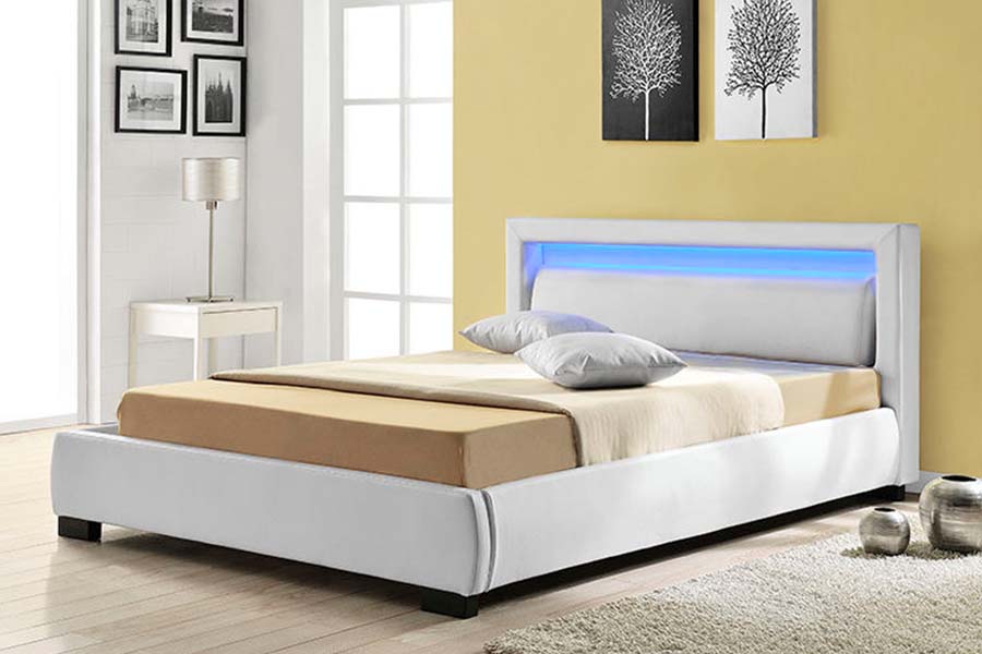 1857 Modern eigentijds kunstleer LED-gestoffeerd bedframe