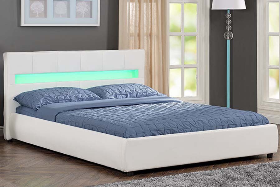1813 Wit PU zacht bed LED gestoffeerd bedframe