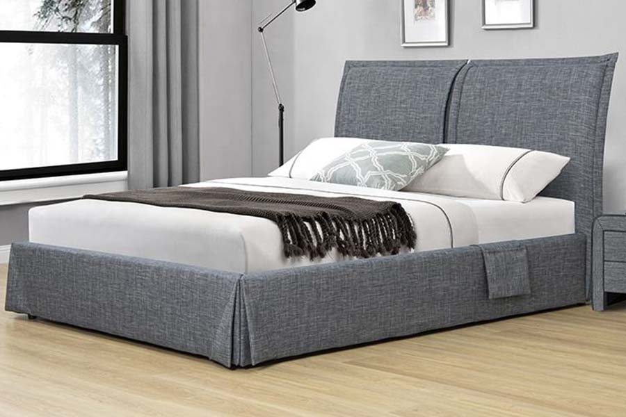 1530 Gestoffeerde bedden met linnen stof Gestoffeerd bedframe met opbergruimte