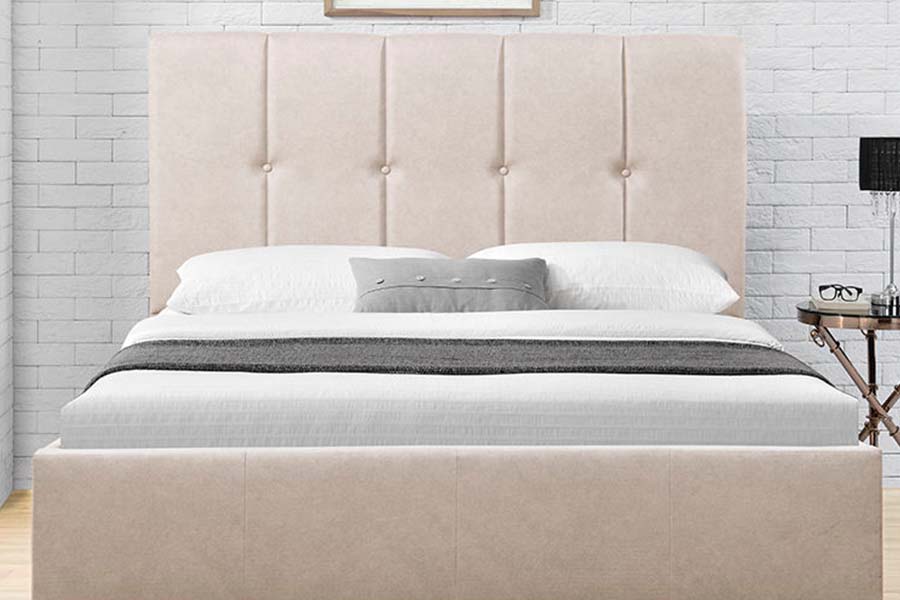 1616 Kingsize bed van zachte stof, gestoffeerd bed met knopendesign