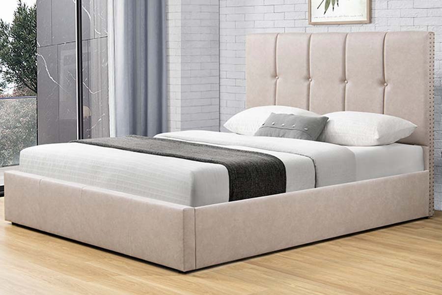 1616 Kingsize bed van zachte stof, gestoffeerd bed met knopendesign