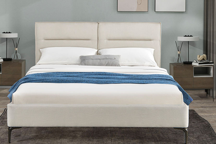 4266 Hoofdeinde met ritssluiting, linnen beige gestoffeerd bed