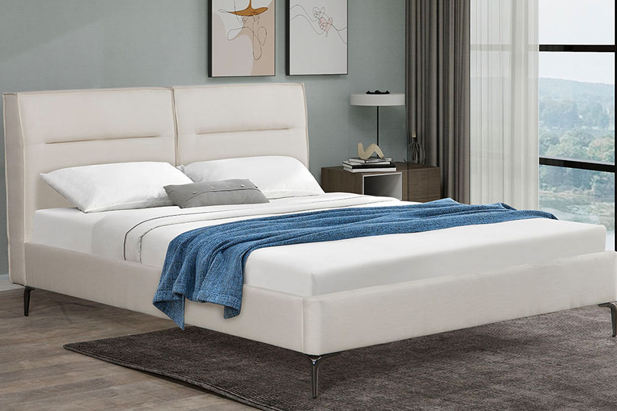 4266 Hoofdeinde met ritssluiting, linnen beige gestoffeerd bed