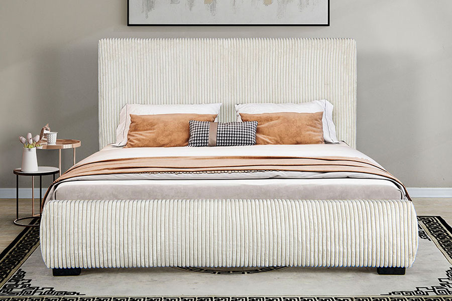 4256 Corduroy Beknopt hoofdbord, gestoffeerd bed
