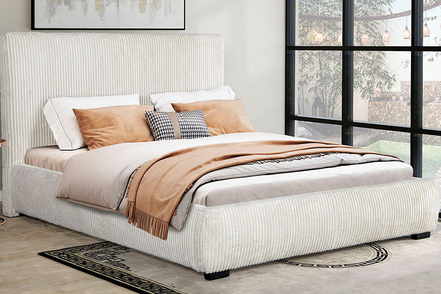 4256 Corduroy Beknopt hoofdbord, gestoffeerd bed