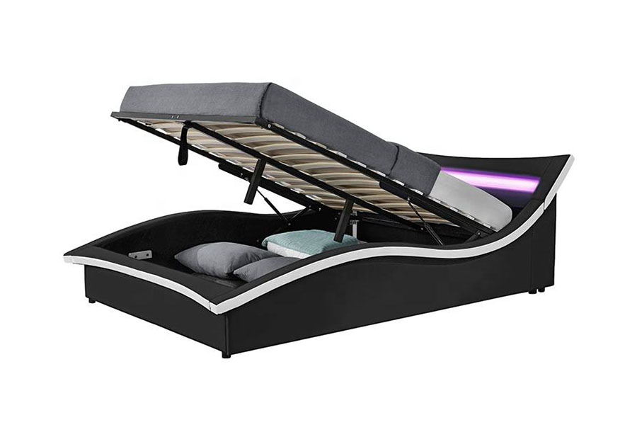 1877 Luxe PU-leer LED-gestoffeerd bedframe