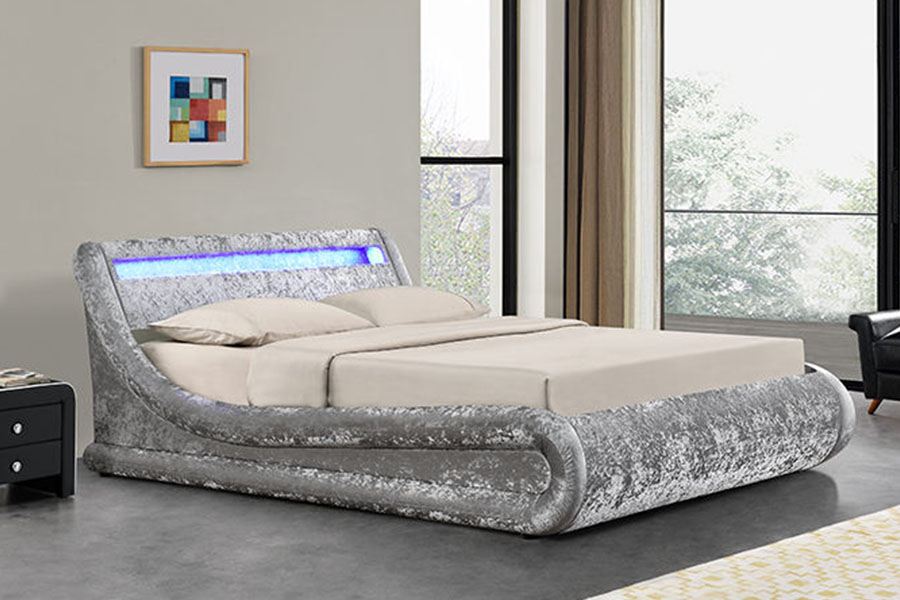 1138-1G Wave-achtige LED gaslift poef PU lederen bed