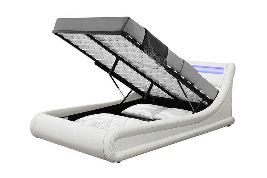 1138-1G Wave-achtige LED gaslift poef PU lederen bed