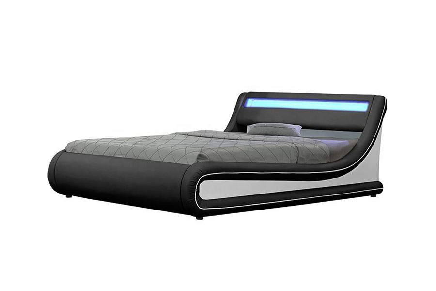 1138-1G Wave-achtige LED gaslift poef PU lederen bed