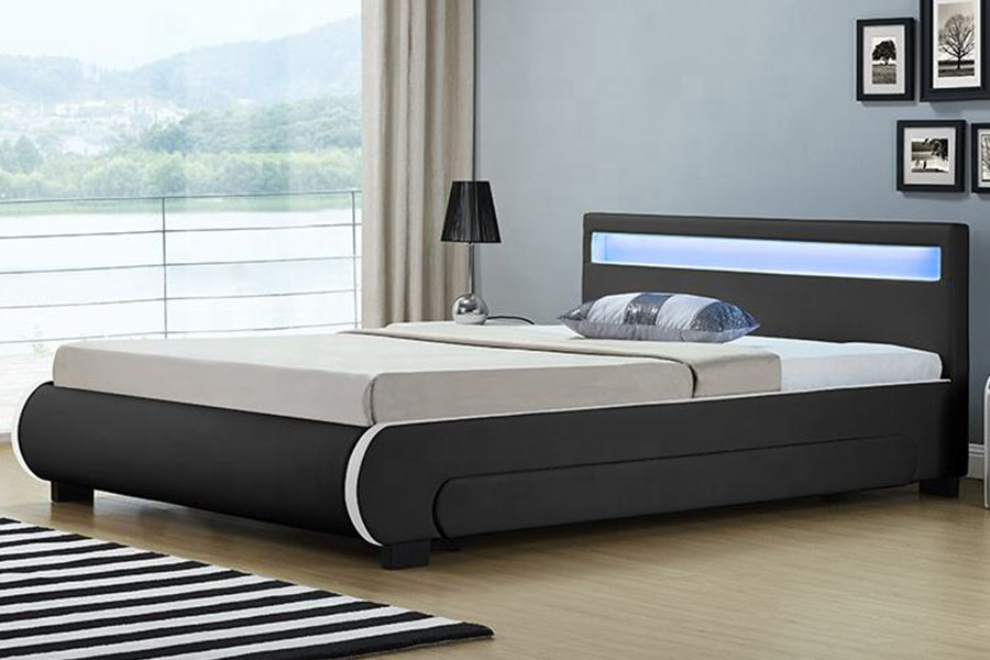 1135-1D LED-opbergbed met gestoffeerde lade van PU-leer