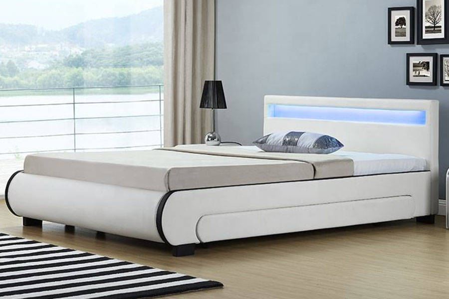 1135-1D LED-opbergbed met gestoffeerde lade van PU-leer