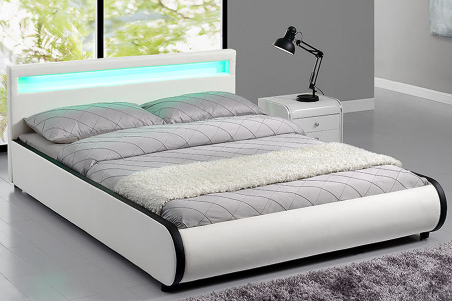1125-1 Dubbel PU-leer massief houten gestoffeerd bed