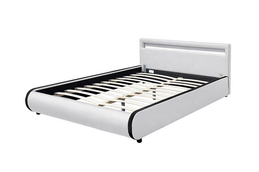 1125-1 Dubbel PU-leer massief houten gestoffeerd bed