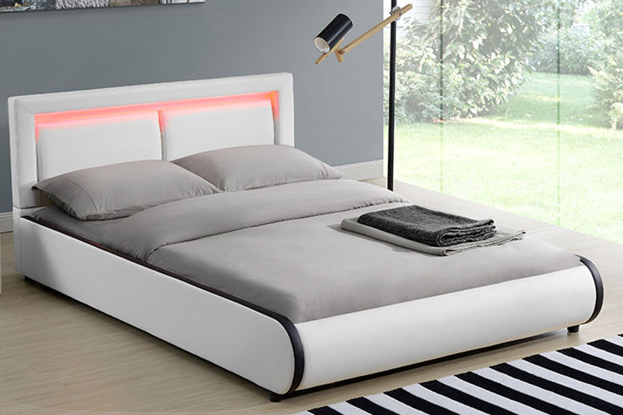 1124-1 Modern Europees bedframe met lederen bekleding en LED-bekleding