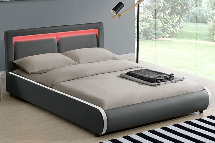 1124-1 Modern Europees bedframe met lederen bekleding en LED-bekleding