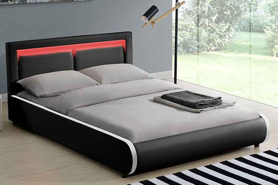 1124-1 Modern Europees bedframe met lederen bekleding en LED-bekleding