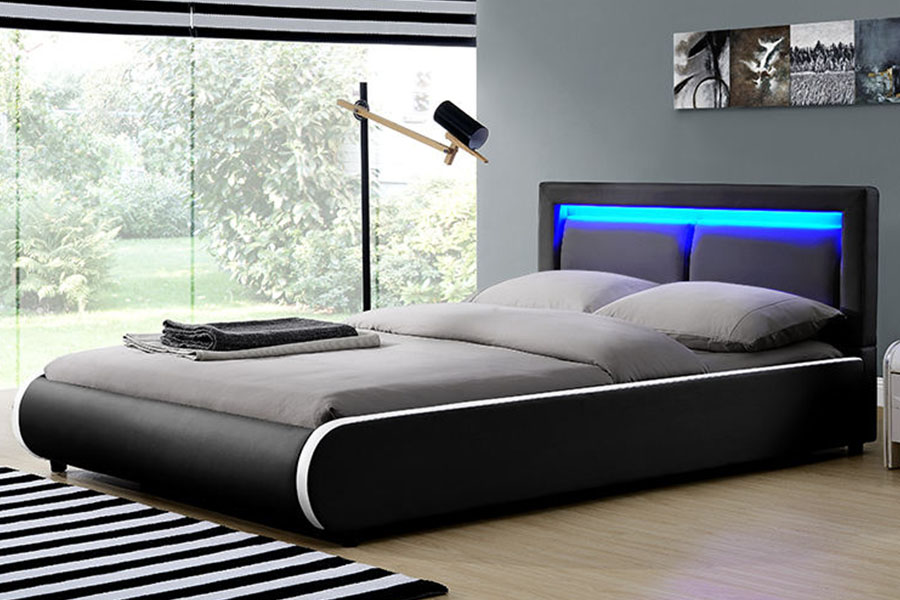 1124-1 Modern Europees bedframe met lederen bekleding en LED-bekleding