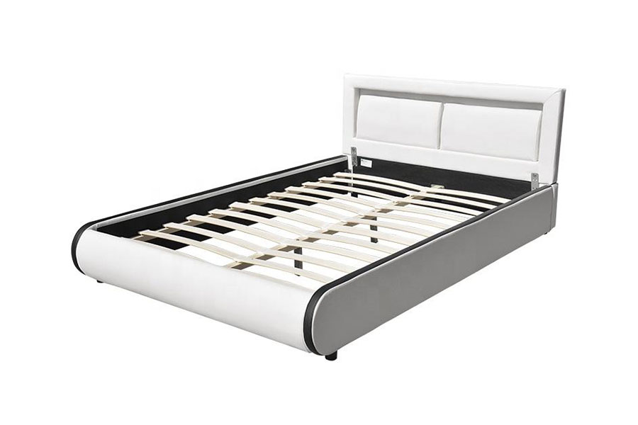 1124-1 Modern Europees bedframe met lederen bekleding en LED-bekleding