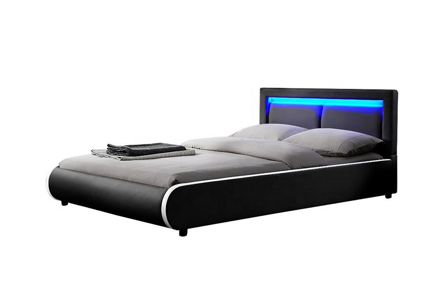 1124-1 Modern Europees bedframe met lederen bekleding en LED-bekleding