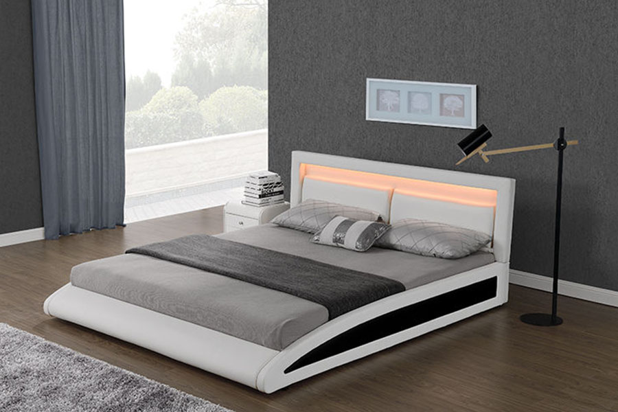 1118-1-2 Gebogen Europees kunstleer Smart LED-bedframe