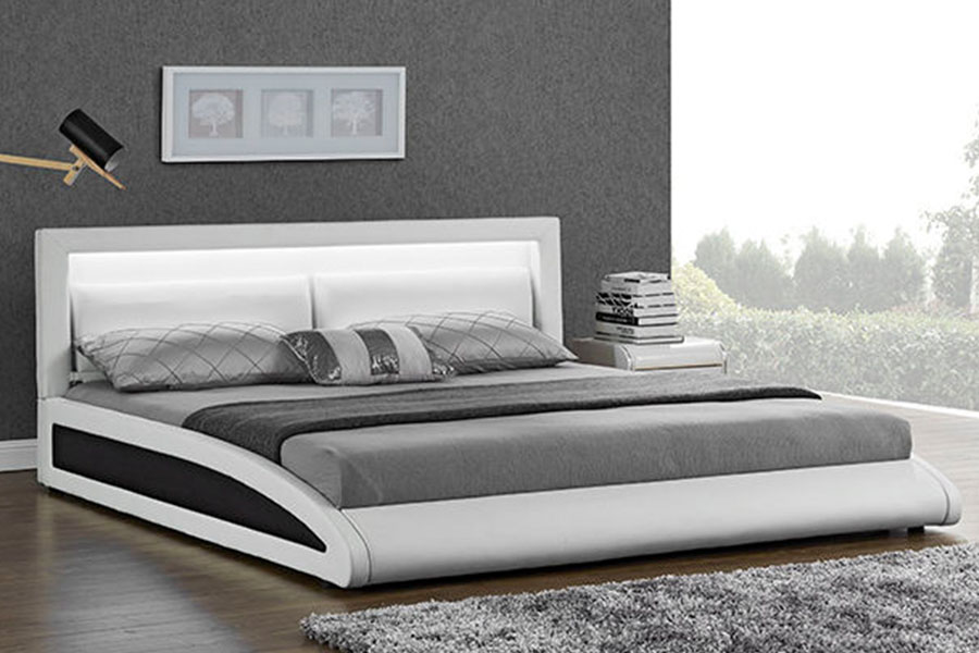 1118-1-2 Gebogen Europees kunstleer Smart LED-bedframe