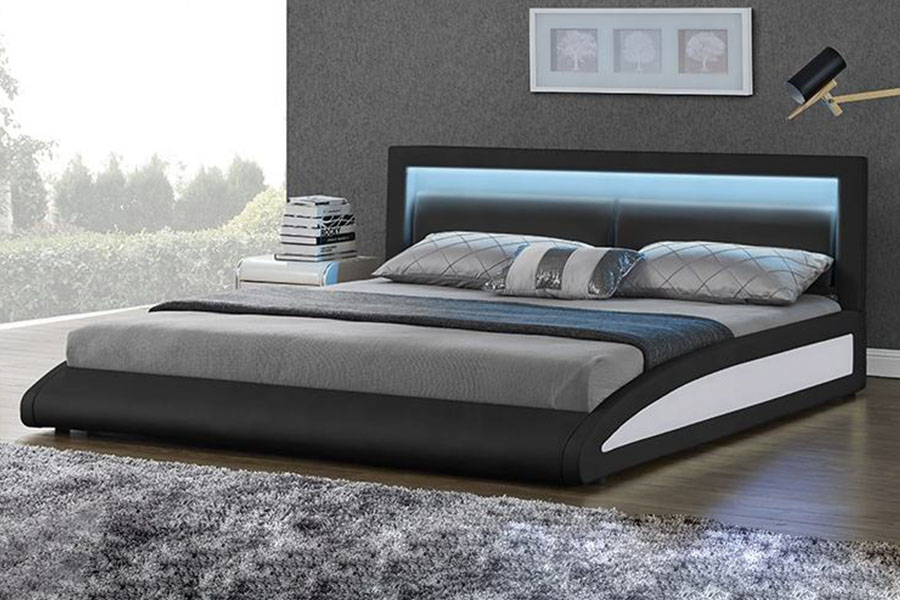 1118-1-2 Gebogen Europees kunstleer Smart LED-bedframe