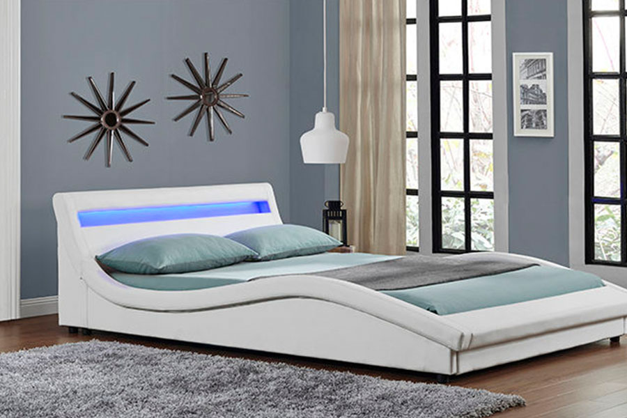 1111-1 PU-leer LED-gestoffeerd bedframe in Europese stijl