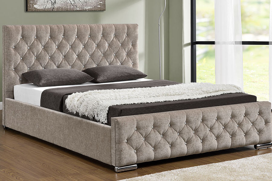 1151G Luxe fluwelen hoogslaper met opbergruimte en getuft bedframe