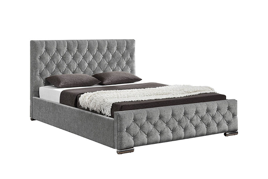 1151G Luxe fluwelen hoogslaper met opbergruimte en getuft bedframe