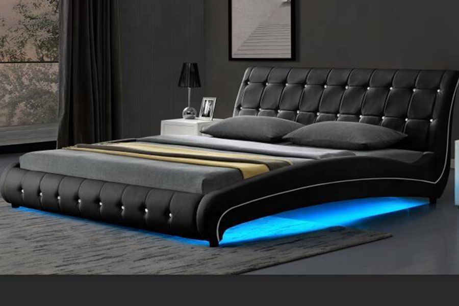 1144-1 Getuft kunstleer Luxe LED-gestoffeerd bedframe